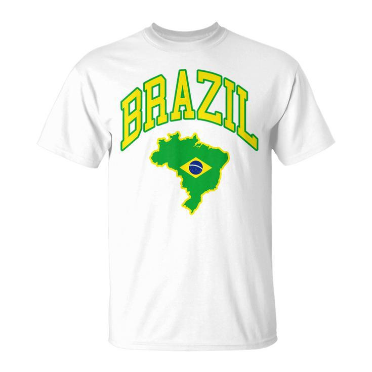 Brazil Brazilian Map Football Fans Flag South Latin America T-shirt