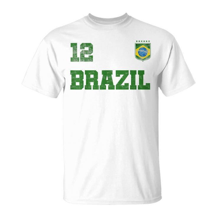 Brazil Jersey Number Twelve Brazilian Futebol Soccer V2 T-shirt