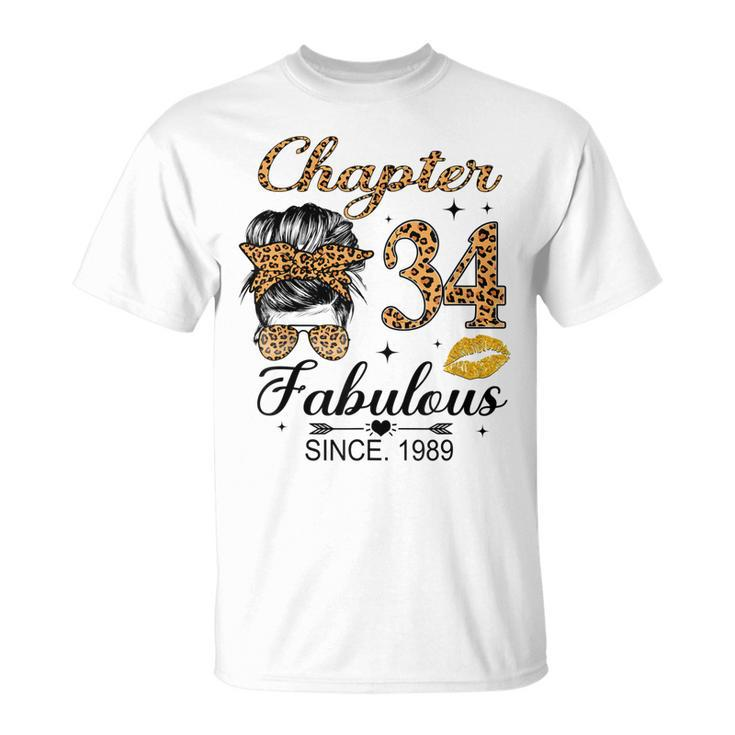 Chapter 34 Fabulous Since 1989 34Th Birthday Messy Bun T-Shirt