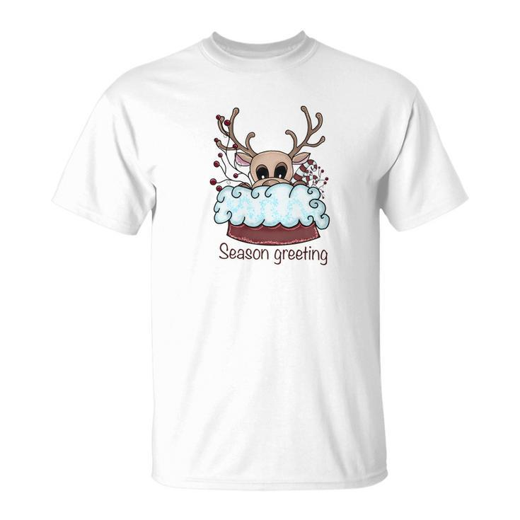 Christmas Cute Reindeer Season Greeting T-shirt