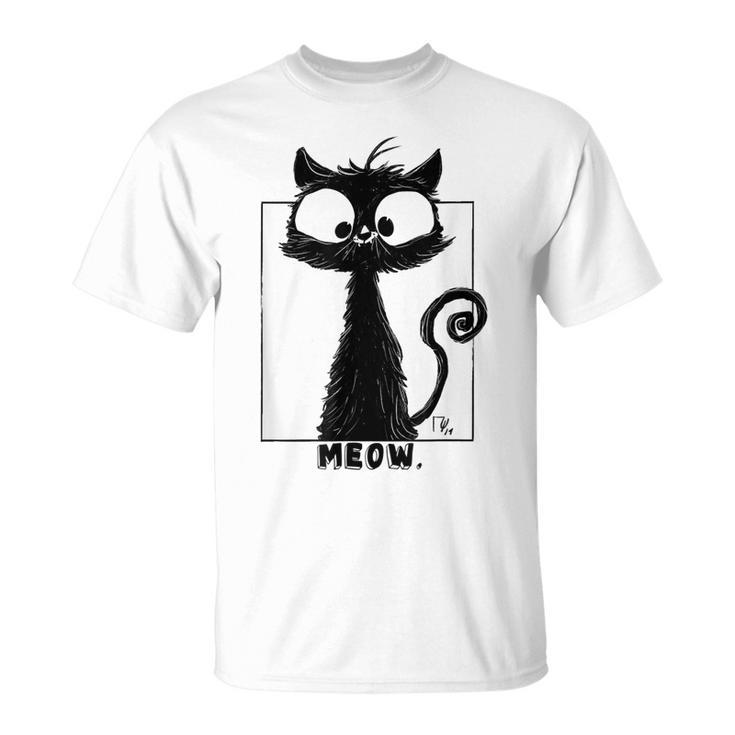 Cute Black Cat For Kitty Lovers Big Eyes Cat T-shirt