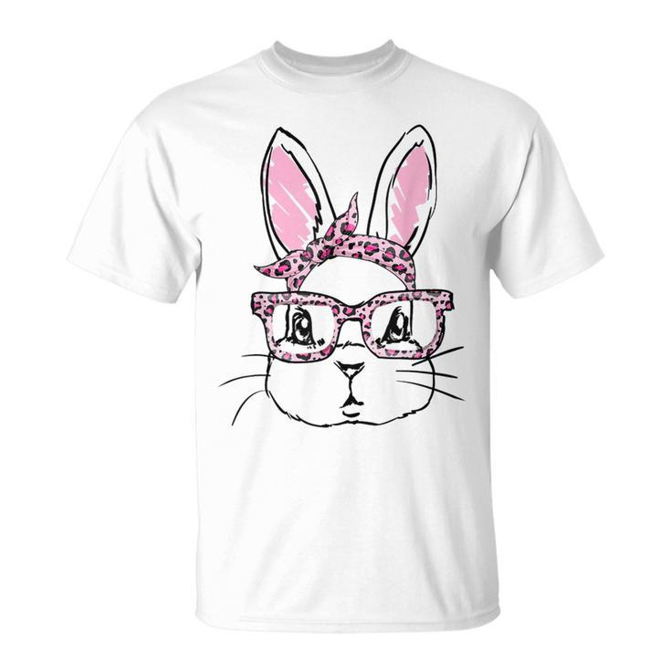 Cute Bunny Face Leopard Glasses Headband Happy Easter Day  Unisex T-Shirt