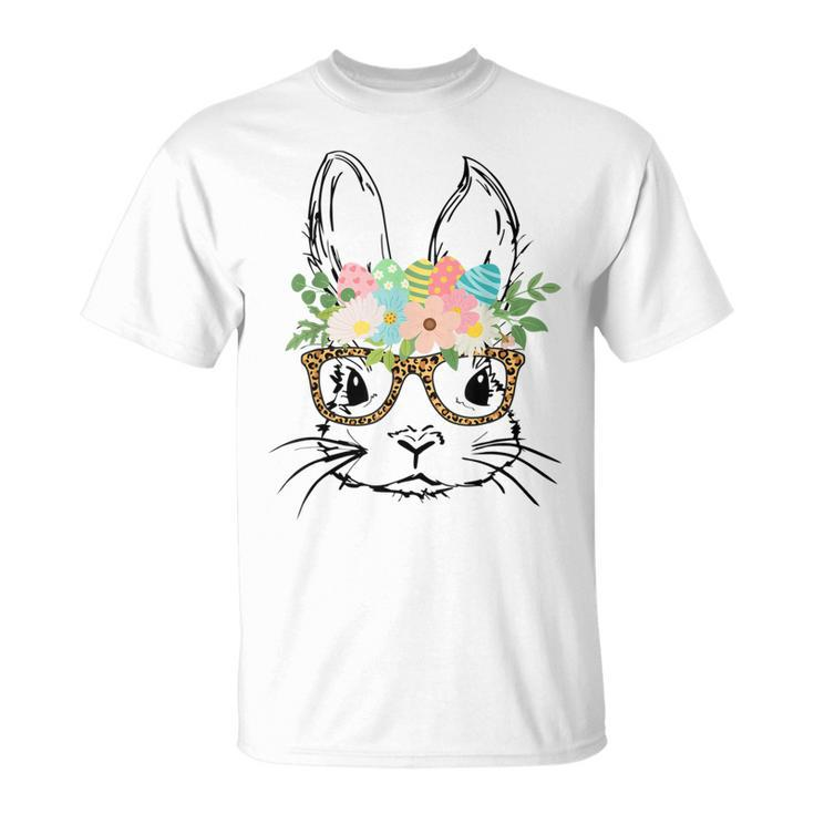 Cute Bunny Face With Leopard Glasses Women Girls Kids Easter  Unisex T-Shirt