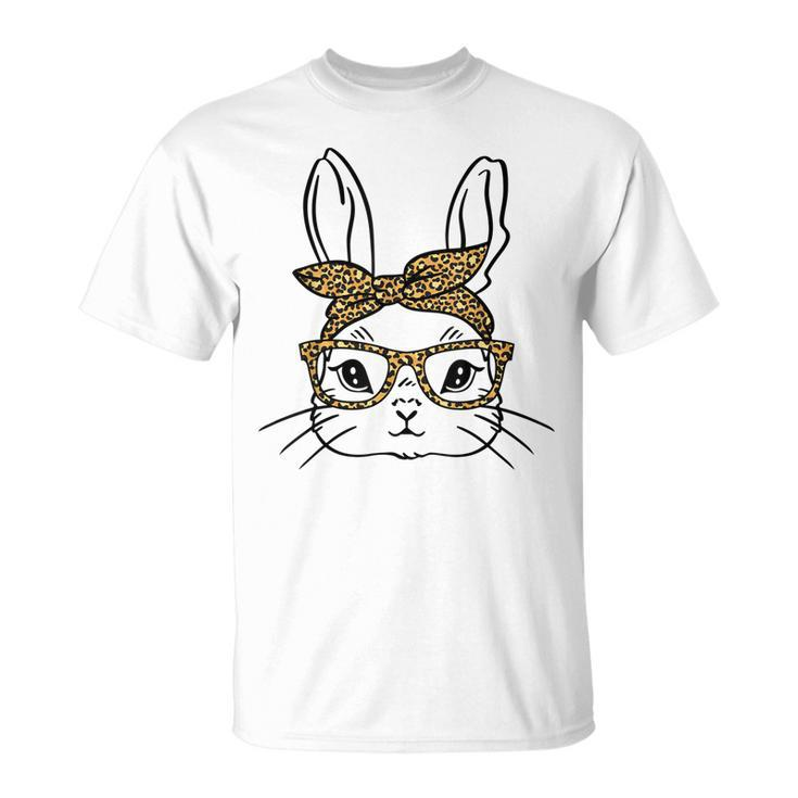 Cute Easter Bunny Leopard Glasses Mama Kids Easter Girls  Unisex T-Shirt