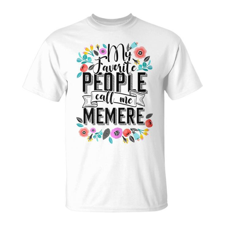 Cute Grandmother Memere Mothers Day Gift Vintage Floral Gift For Womens Unisex T-Shirt