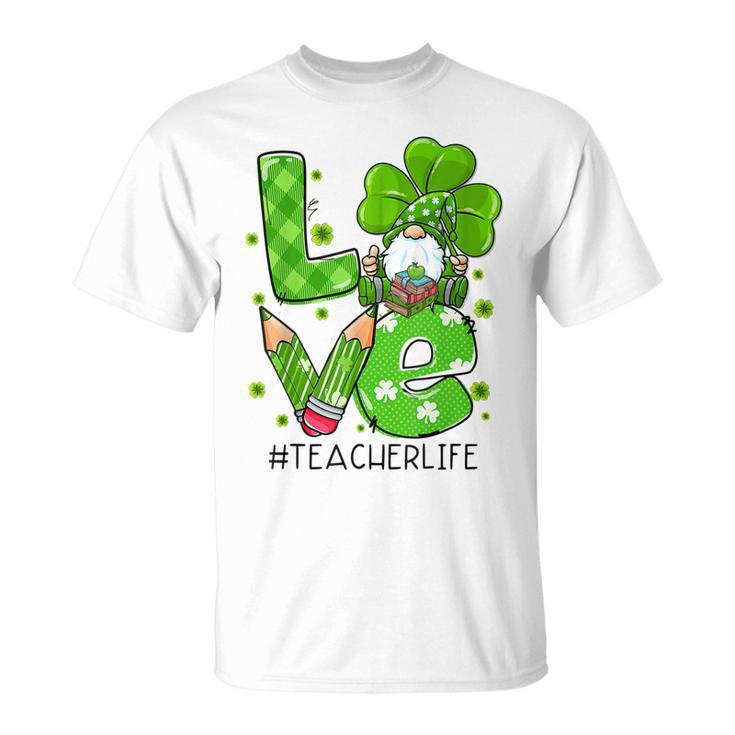 Cute Irish Gnome Love Teacher Shamrock St Patricks Day T-Shirt