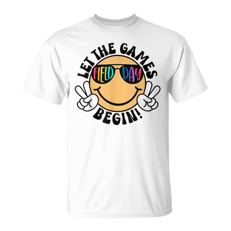 Cute Smile Face Let The Games Begin Funny Field Day 2023  Unisex T-Shirt