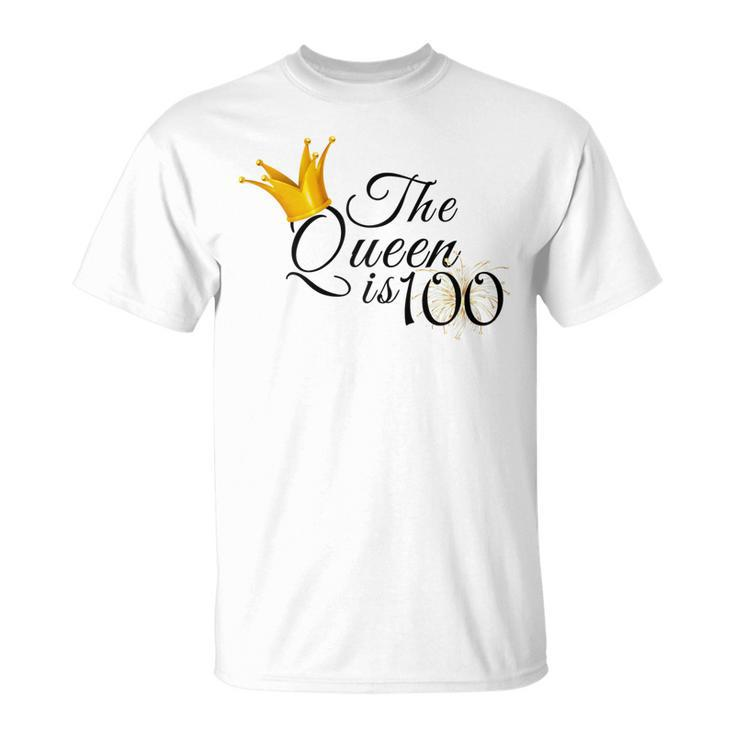 Damen 100. Geburtstag T-Shirt - The Queen Is 100 Design für Oma & Mama