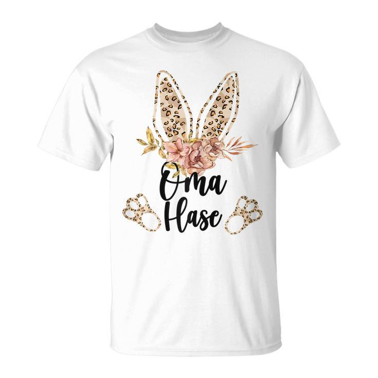 Damen Oma Hase Oster T-Shirt im Floral-Leo Look