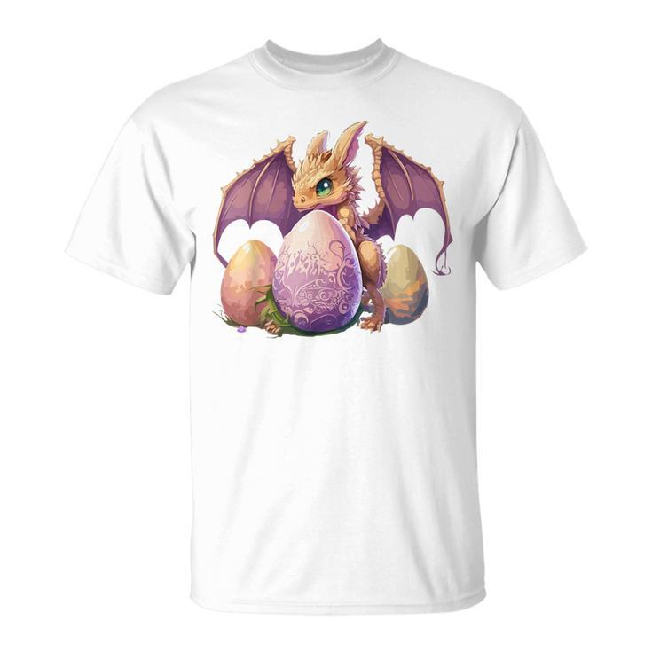 Dragon Girl Lover Collecting Easter Eggs Kids Cute Dragons  Unisex T-Shirt