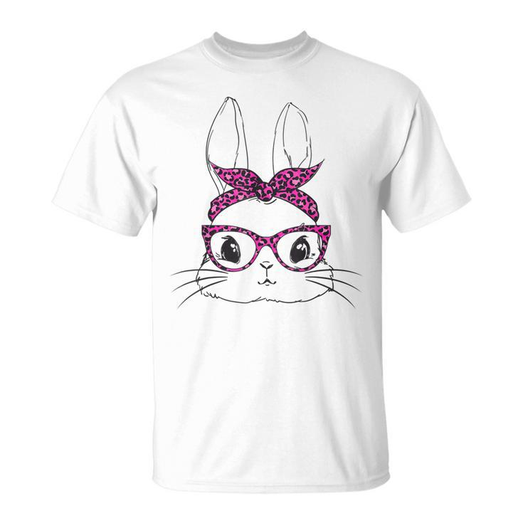 Easter Bunny Pink Leopard Glasses Mama Kids Easter Girls  Unisex T-Shirt