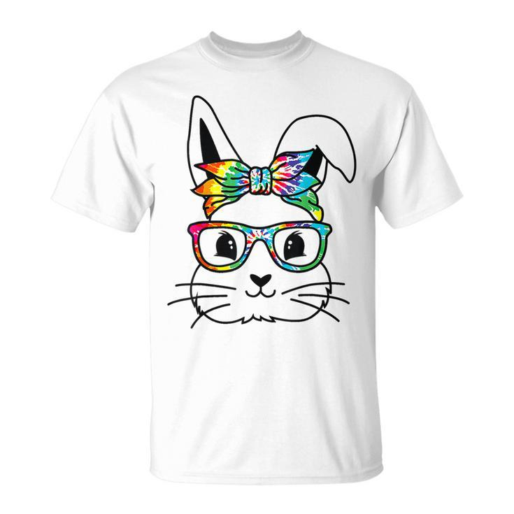 Easter Day Cute Bunny Rabbit Face Tie Dye Glasses Girl  Unisex T-Shirt