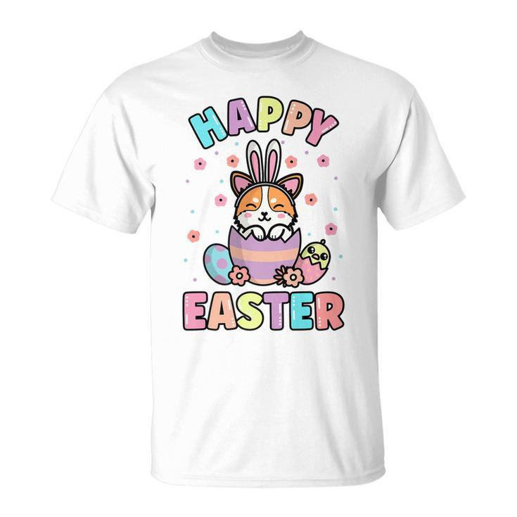Easter Kawaii Bunny Corgi Dog Cute Spring Egg Hunting Kids Unisex T-Shirt