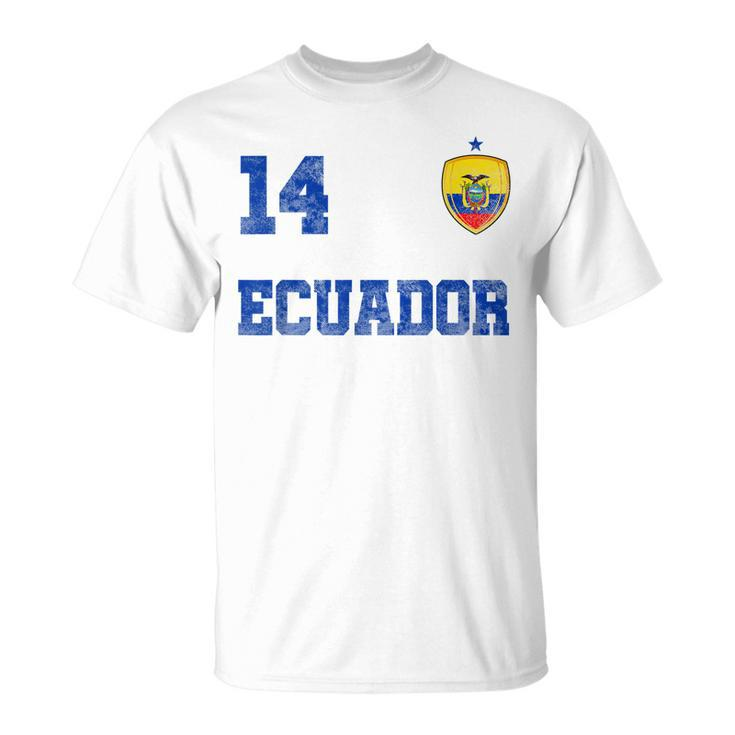 Ecuador Soccer Jersey Number Fourn Ecuadorian Flag T-shirt