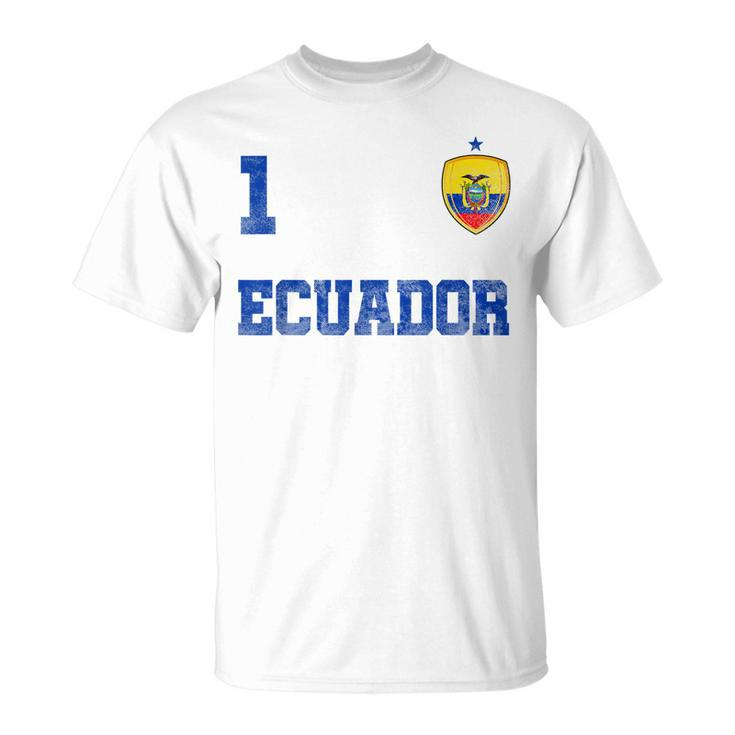 Ecuador Soccer Jersey Number One Ecuadorian Flag Futebol Fan T-shirt