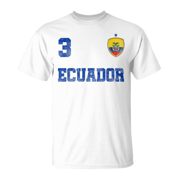 Ecuador Soccer Jersey Number Three Ecuadorian Flag Futebol T-shirt