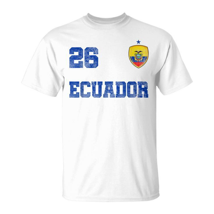 Ecuador Soccer Jersey Number Twenty-Six Ecuadorian Flag Fan T-shirt