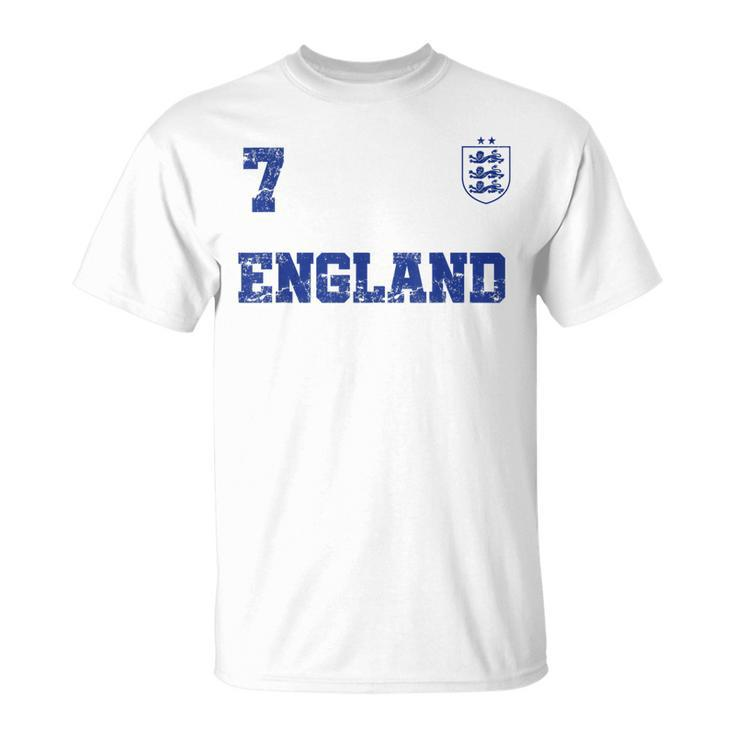 England Soccer Jersey Number Seven British Flag Futebol Fan T-shirt