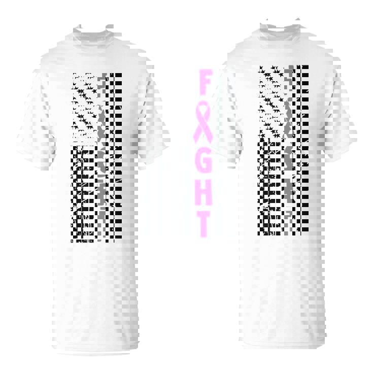 Fight Breast Survivor American Flag Breast Cancer Awareness Unisex T-Shirt
