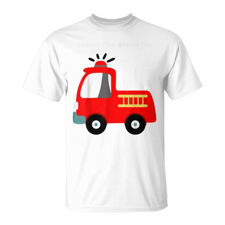 Fire Fighter Truck 16 Year Old Birthday 16Th Bday T-Shirt