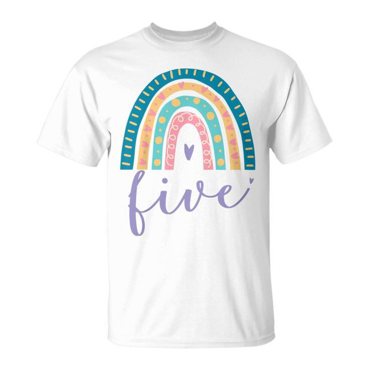 Five Year Old Rainbow 5Th Birthday For Girls 5 Bday T-shirt