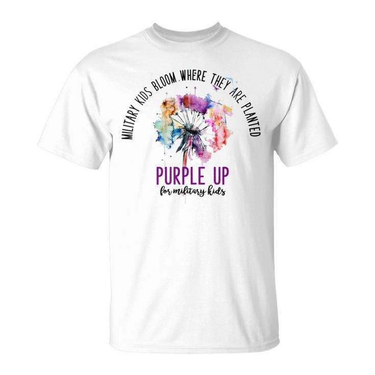 Floral Purple Up For Military Kids Month Military Child Unisex T-Shirt
