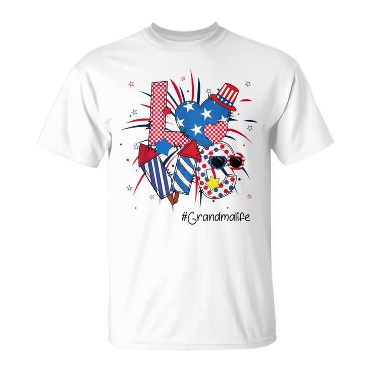 Funny 4Th Of July  Love Grandma Life American Flag Unisex T-Shirt