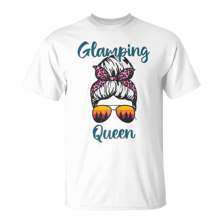 Funny Camping Hair Messy Bun Outdoor Glamping Queen Gift For Womens Unisex T-Shirt