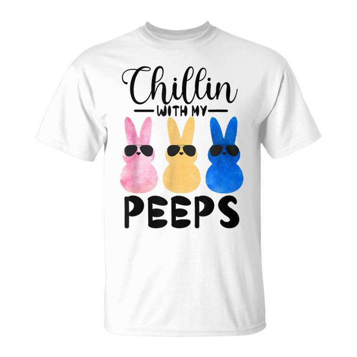 Funny Chillin With My Peeps Easter Bunny Hangin With Peeps  Unisex T-Shirt
