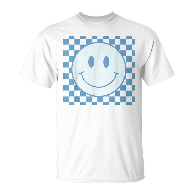 Funny Happy Face  Checkered Pattern Smile Face Meme  Unisex T-Shirt