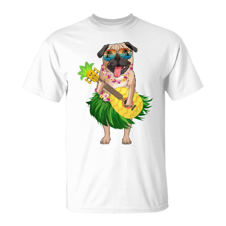 Funny Hawaiian Pug Dog & Pineapple Ukulele Summer Vacation  Unisex T-Shirt
