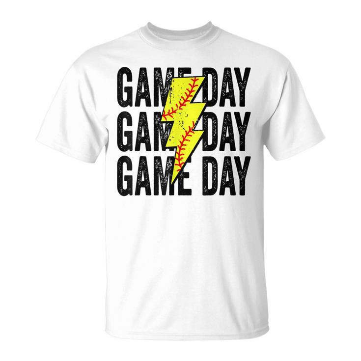 Gameday Softball Gameday Lightning Bolt Leopard Softball Mom  Unisex T-Shirt
