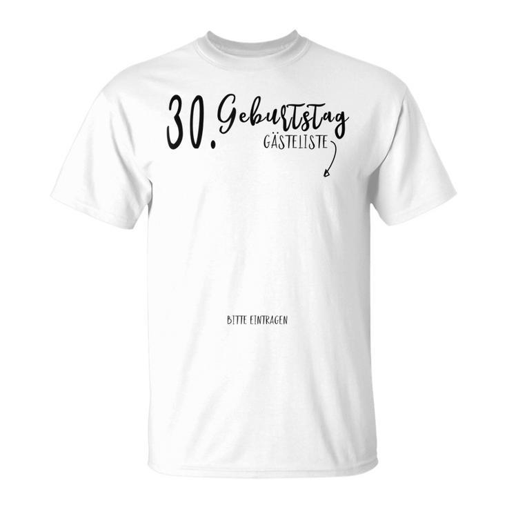 Geschenk Zum 30 Geburtstag Gästebuch T-Shirt