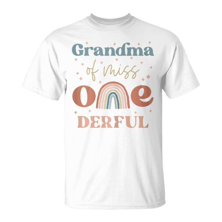 Grandma Of Miss Onederful Boho Rainbow First Birthday Gift For Womens Unisex T-Shirt