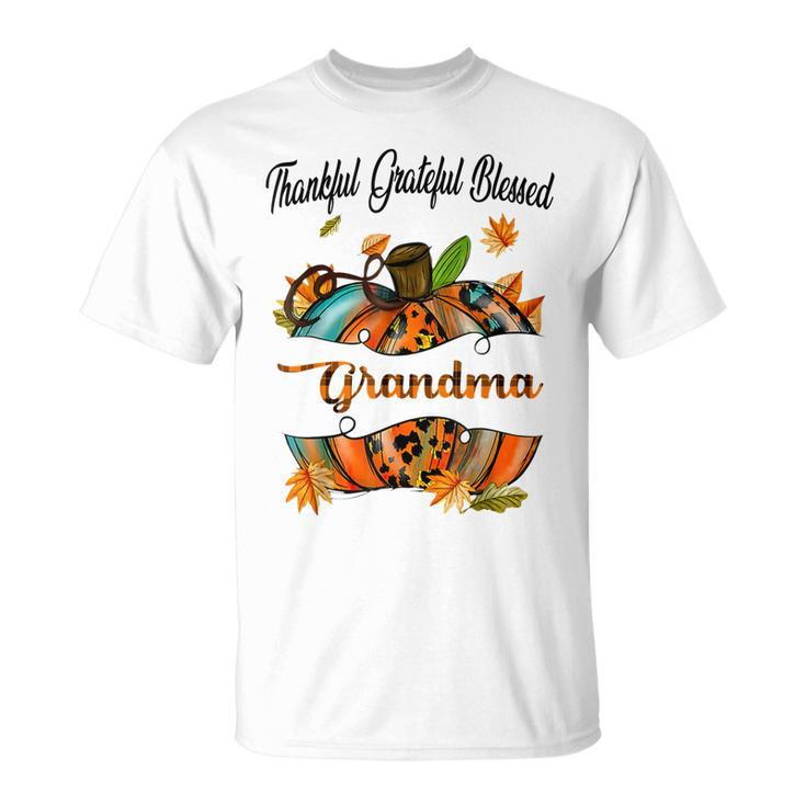 Grandma Pumpkin Leopard Mimi Thankful Grateful Blessed Unisex T-Shirt