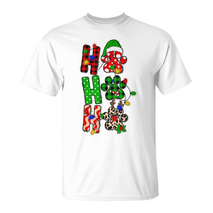 Ho Ho Ho Christmas Dog Paws Xmas Santa Matching Pjs T-shirt
