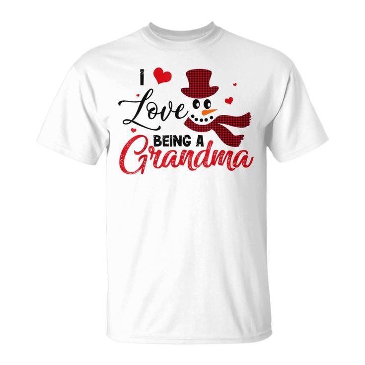 I Love Being A Grandma Snowman Christmas Pajama Funny Gifts Unisex T-Shirt
