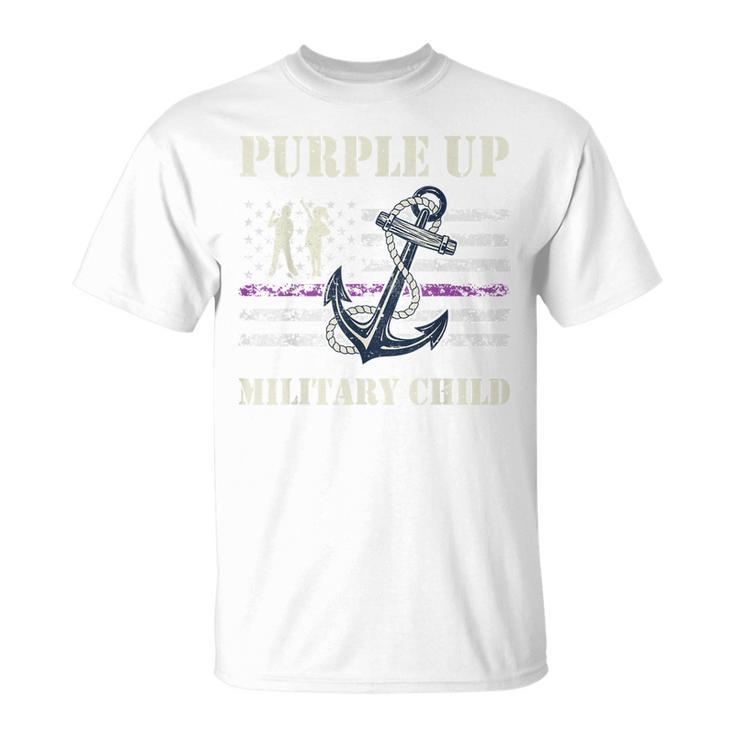 I Purple Up Month Of Military Child Kids Awareness Navy Flag Unisex T-Shirt