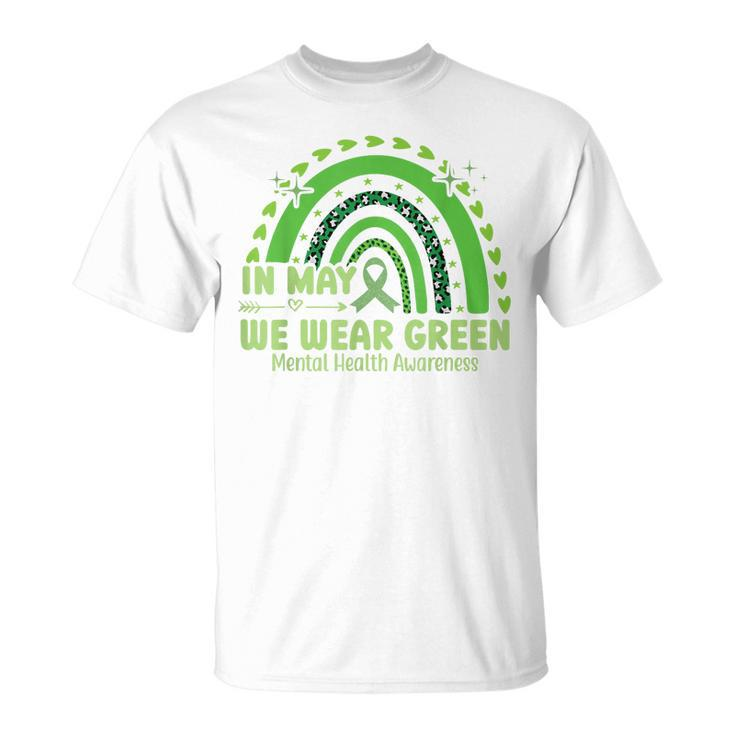 In May We Wear Green Semicolon Mental Health Awareness Month  Unisex T-Shirt