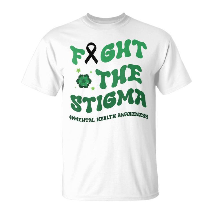 In May We Wear The Green Fight Stigma Mental Health Groovy  Unisex T-Shirt
