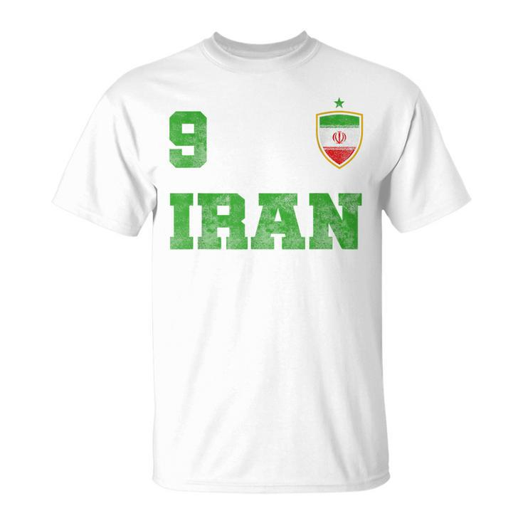 Iran Soccer Jersey Number Nine Iranian Futebol Fan Flag T-shirt