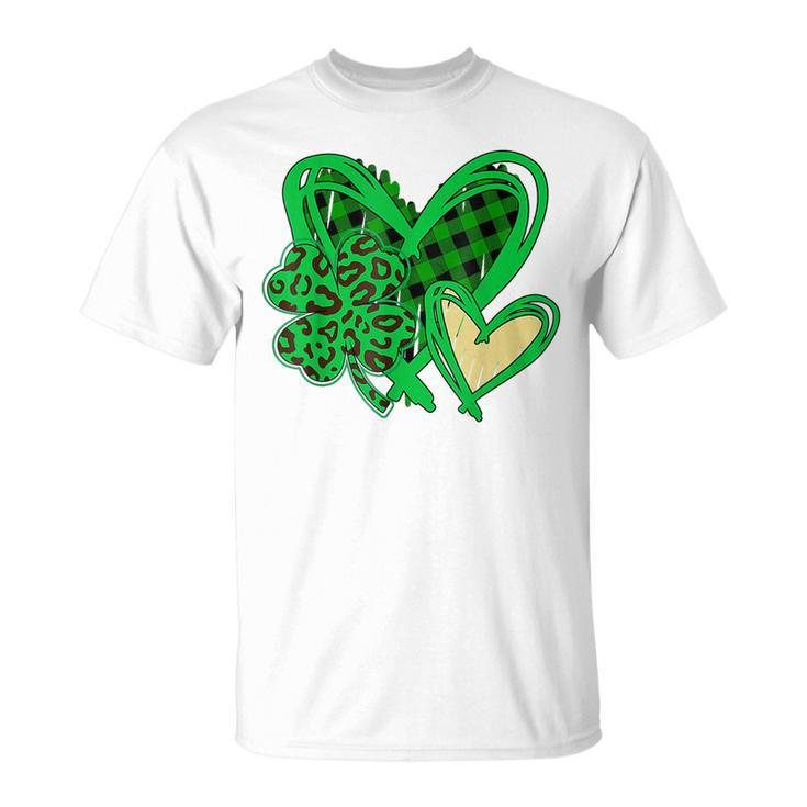 Irish Shamrocks Leopard St Patricks Day Lucky Heart Leopard T-Shirt