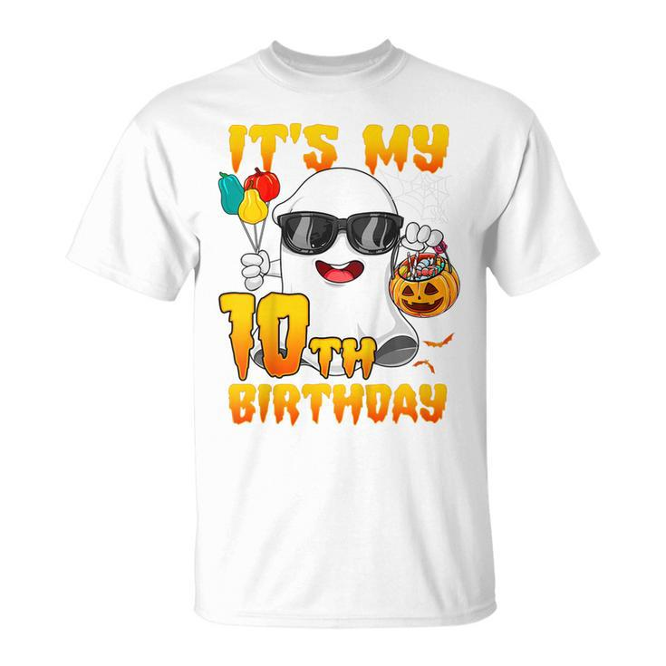 Its My 10Th Birthday Ghost Pumpkin Halloween Party 10 Years T-shirt