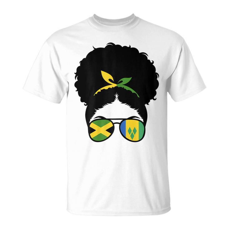 Jamaica And St Vincent Mix Afro Bun Half Vincentian Jamaican  Unisex T-Shirt