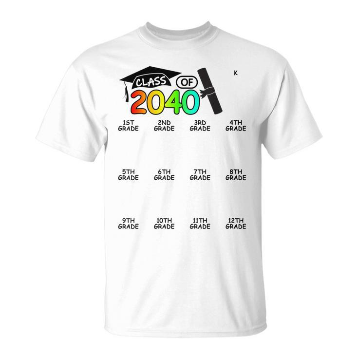 K 12Th Grade Grow With Me Space For Check-Mark Class Of 2040 T-shirt
