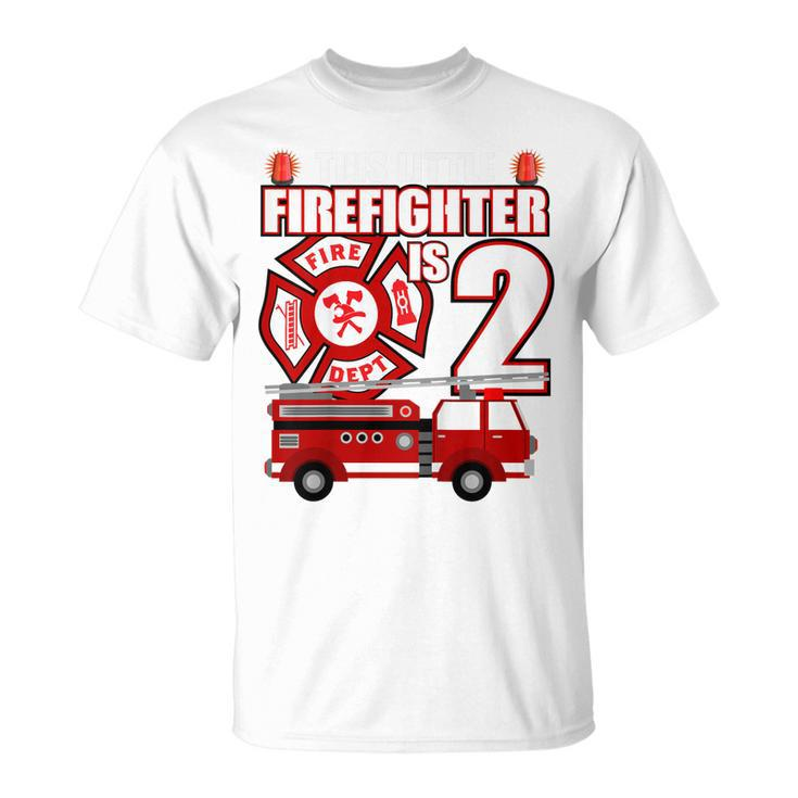 Kids 2 Year Old Firefighter Birthday Party Fire Truck 2Nd T-Shirt