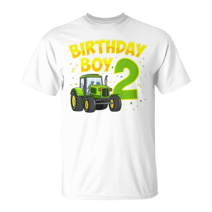 Kids 2Nd Birthday Boy 2 Year Old Farm Truck Tractor Party  Unisex T-Shirt