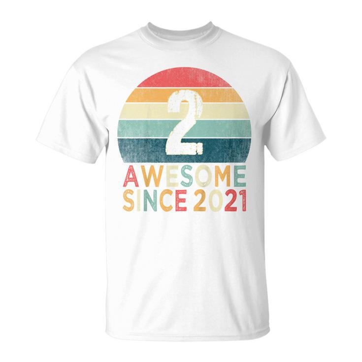 Kids 2Nd Birthday Vintage Retro 2 Years Old Awesome Since 2021 T-Shirt