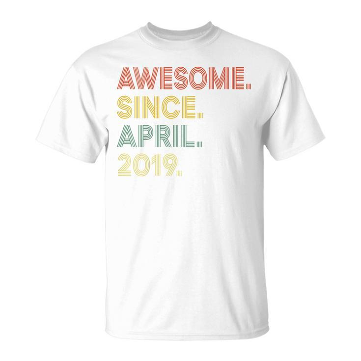 Kids 4 Year Old Awesome Since April 2019 4Th Birthday  Unisex T-Shirt