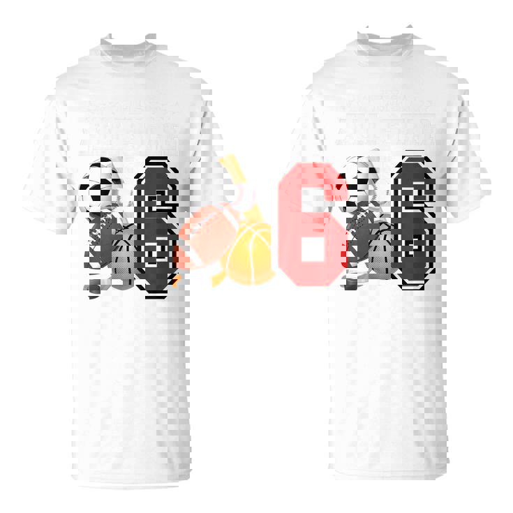 Kids 6th Sport Birthday Gift Tshirt, Sports Star Is 6 Years Old